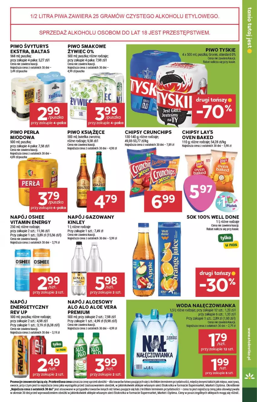 Gazetka promocyjna Stokrotka - Market - ważna 10.09 do 16.09.2026 - strona 23 - produkty: Aloe vera, Chipsy, Crunchips, Gra, Grill, Książęce, Mięso, Nałęczowianka, Napój, Napój gazowany, Optima, Oshee, Owoce, Perła, Piwa, Piwo, Por, Sok, Tyskie, Warzywa, Woda
