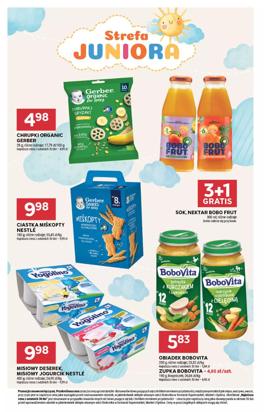 Gazetka promocyjna Stokrotka - Market - ważna 10.09 do 16.09.2026 - strona 28 - produkty: BoboVita, Chrupki, Ciastka, Deser, Gerber, Gra, Mięso, Nektar, Optima, Owoce, Ser, Serek, Sok, Warzywa