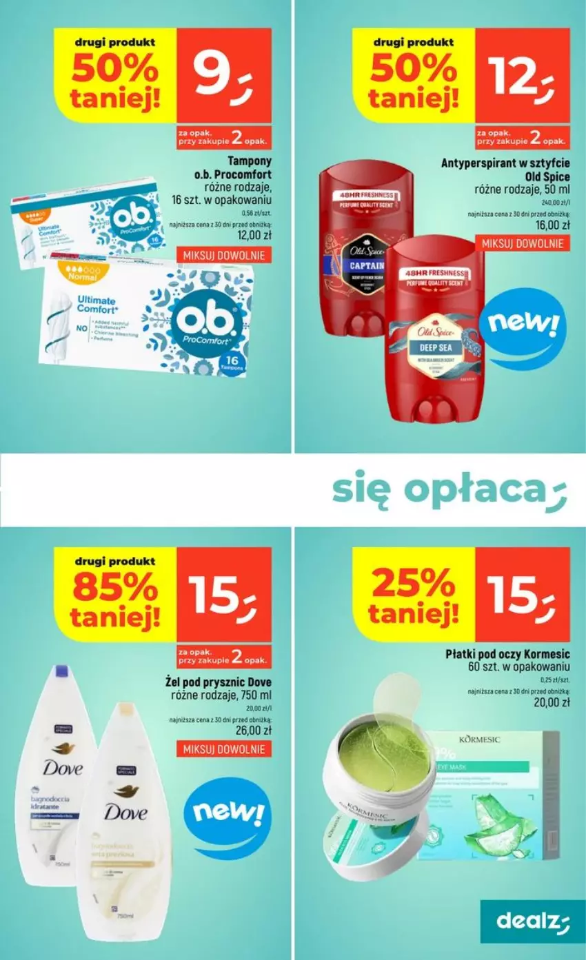 Gazetka promocyjna Dealz - NOWA GAZETKA - ważna 20.08 do 26.08.2026 - strona 29 - produkty: Antyperspirant, Dove, O.B., Old Spice, Tampony