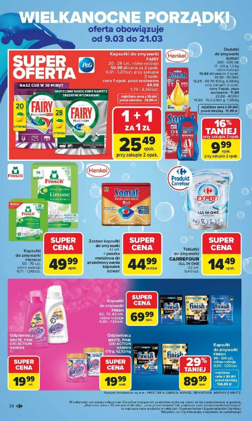 Gazetka promocyjna Carrefour - Gazetka Carrefour, Market od poniedziałku! - ważna 09.03 do 14.03.2026 - strona 36 - produkty: Fa, Fairy, Frosch, Por, Somat, Tablet, Zmywarki