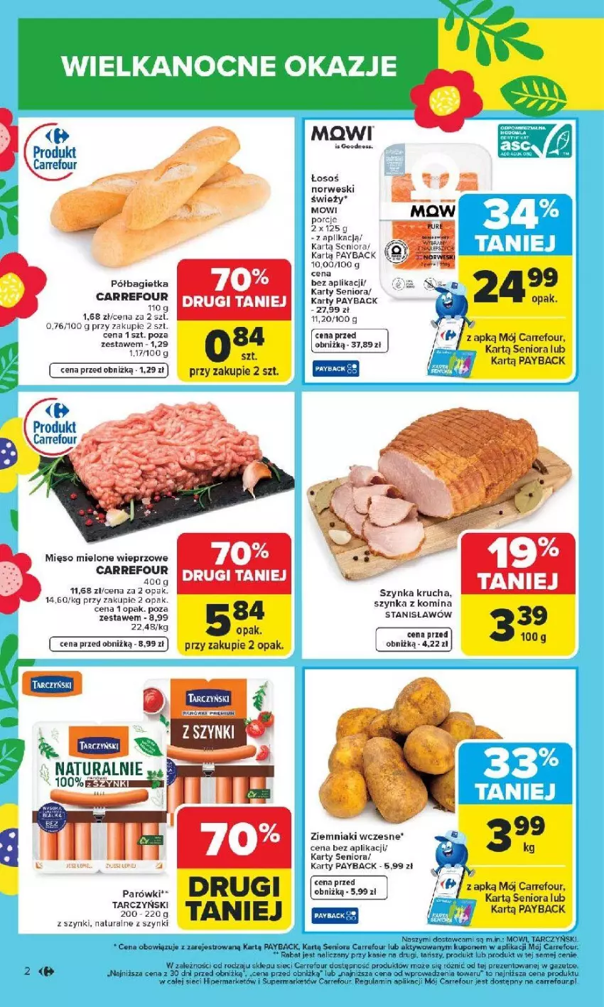 Gazetka promocyjna Carrefour - Gazetka Carrefour, Market od poniedziałku! - ważna 09.03 do 14.03.2026 - strona 4 - produkty: Bagietka, Mięso, Półbagietka, Por, Szynka, Ziemniaki
