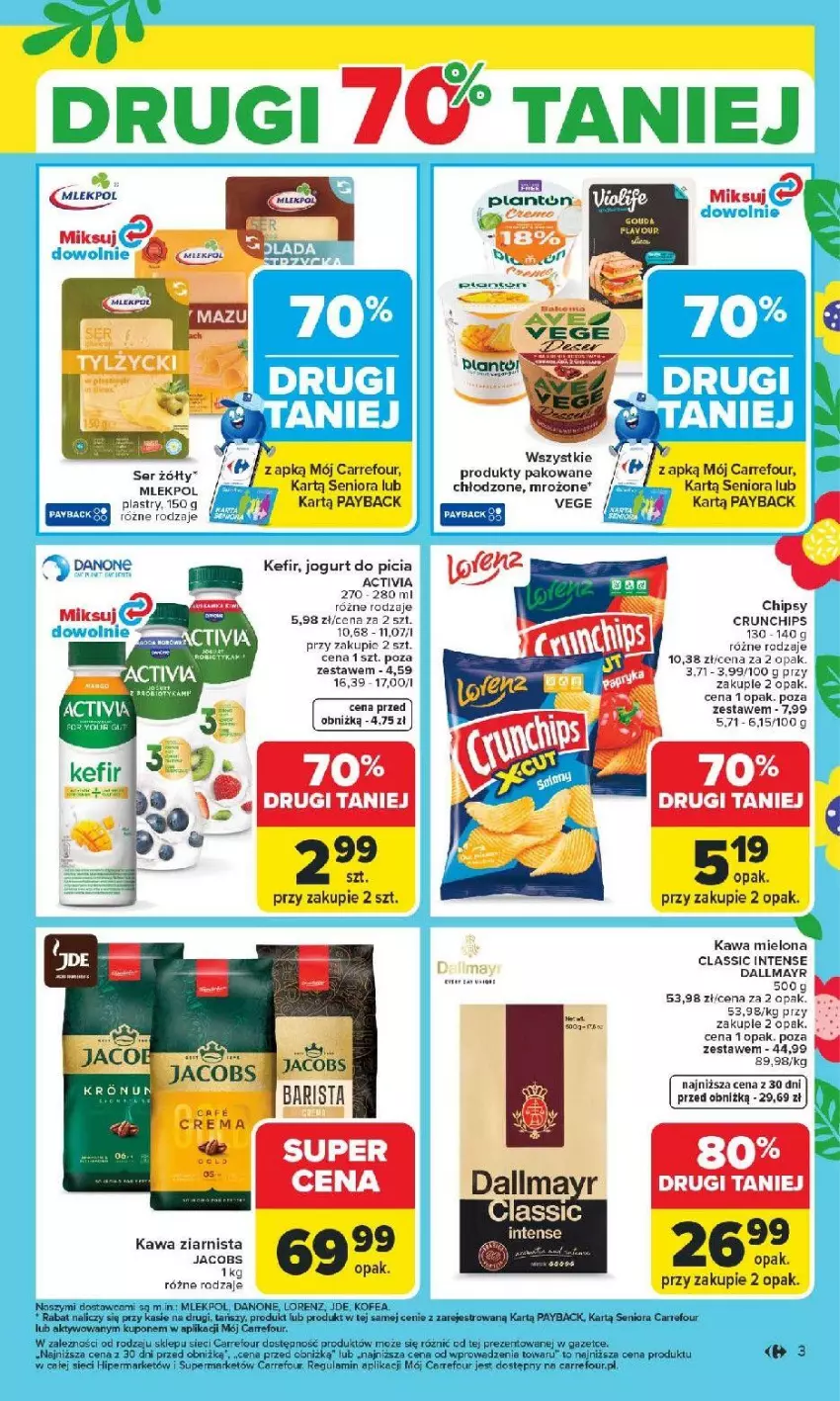 Gazetka promocyjna Carrefour - Gazetka Carrefour, Market od poniedziałku! - ważna 09.03 do 14.03.2026 - strona 5 - produkty: Activia, Chipsy, Crunchips, Dallmayr, Danone, Fa, Jacobs, Jogurt, Kawa, Kawa mielona, Kawa ziarnista, Kefir, Lorenz
