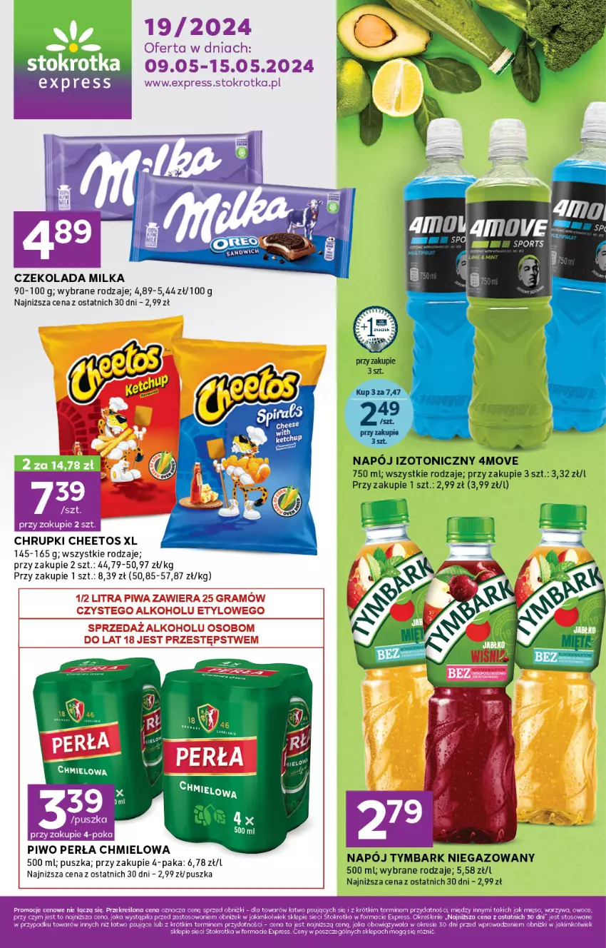 Gazetka promocyjna Stokrotka - Stokrotka Express - ważna 09.05 do 15.05.2024 - strona 1 - produkty: Cheetos, Chrupki, Cif, Czekolada, Gra, Milka, Napój, Napój izotoniczny, Perła, Piwa, Piwo, Tymbark