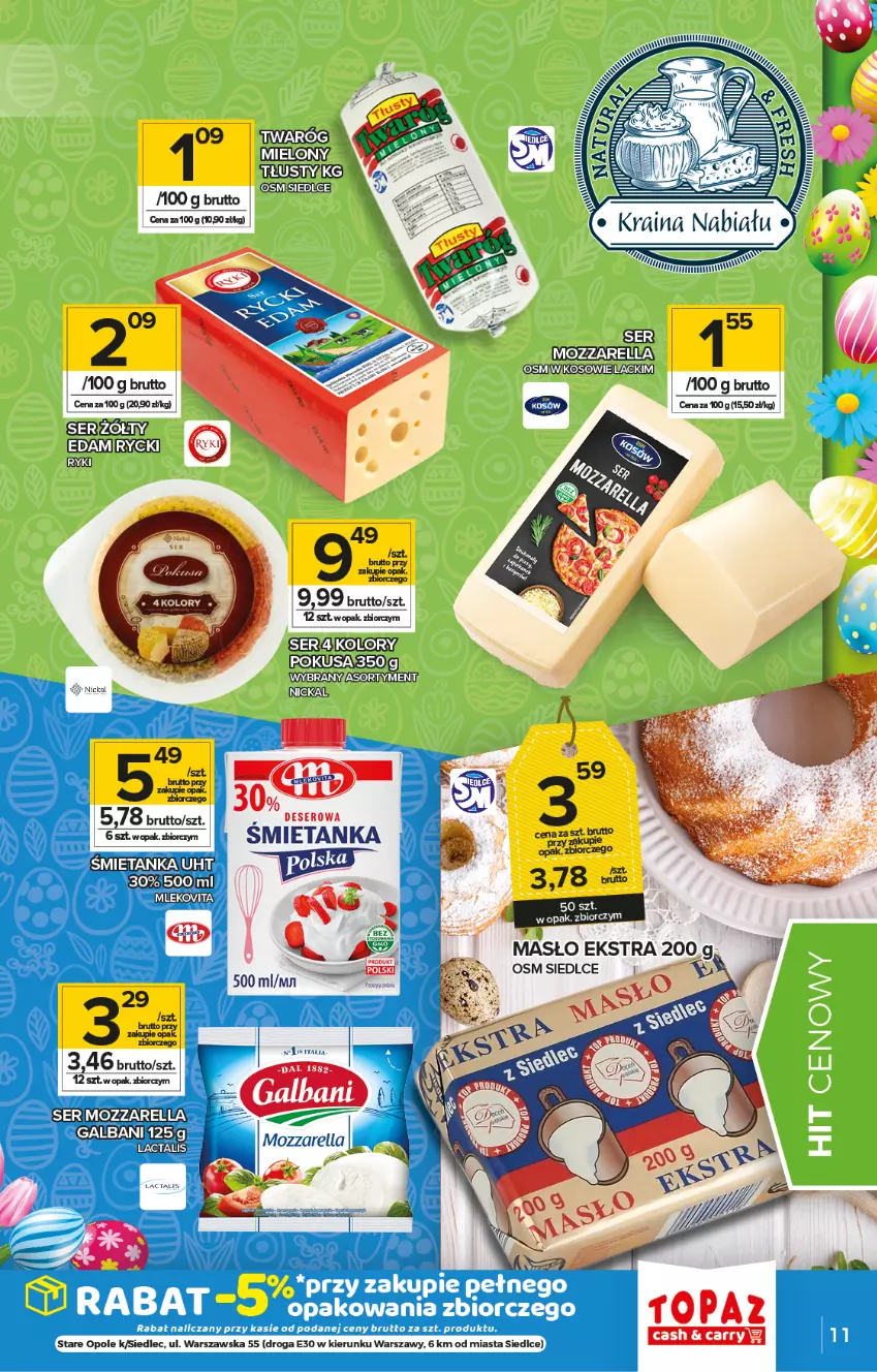 Gazetka promocyjna Topaz - Gazetka - ważna 01.04 do 07.04.2021 - strona 11 - produkty: Edam, Fa, Galbani, Masło, Mleko, Mlekovita, Mozzarella, Ser