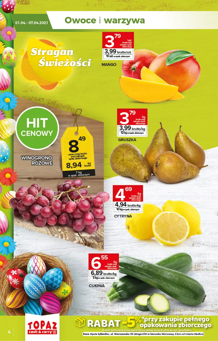 Gazetka promocyjna Topaz - Gazetka - ważna 01.04 do 07.04.2021 - strona 4 - produkty: Mango, Owoce, Warzywa