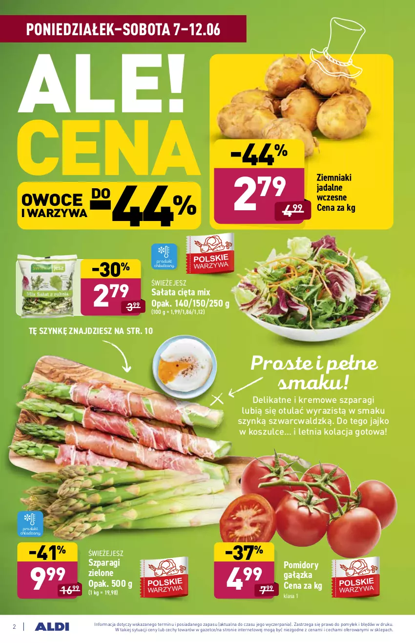 Gazetka promocyjna Aldi - ważna 07.06 do 12.06.2021 - strona 2 - produkty: Kosz, Owoce, Pomidory, Sałat, Warzywa, Ziemniaki