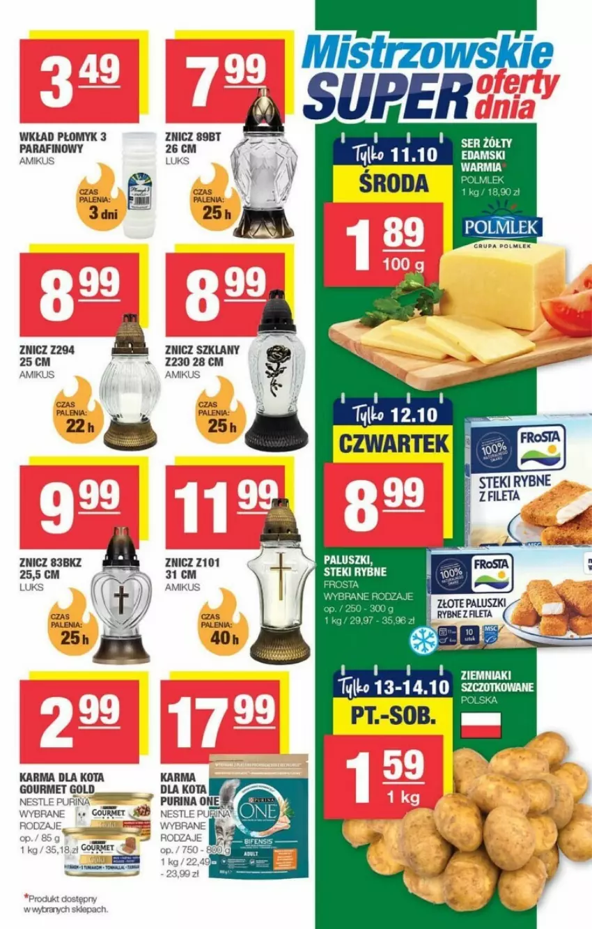 Gazetka promocyjna Delikatesy Centrum - ważna 04.10 do 15.10.2023 - strona 5 - produkty: Edam, Fa, POLMLEK, Pur, Stek, Ziemniaki, Znicz