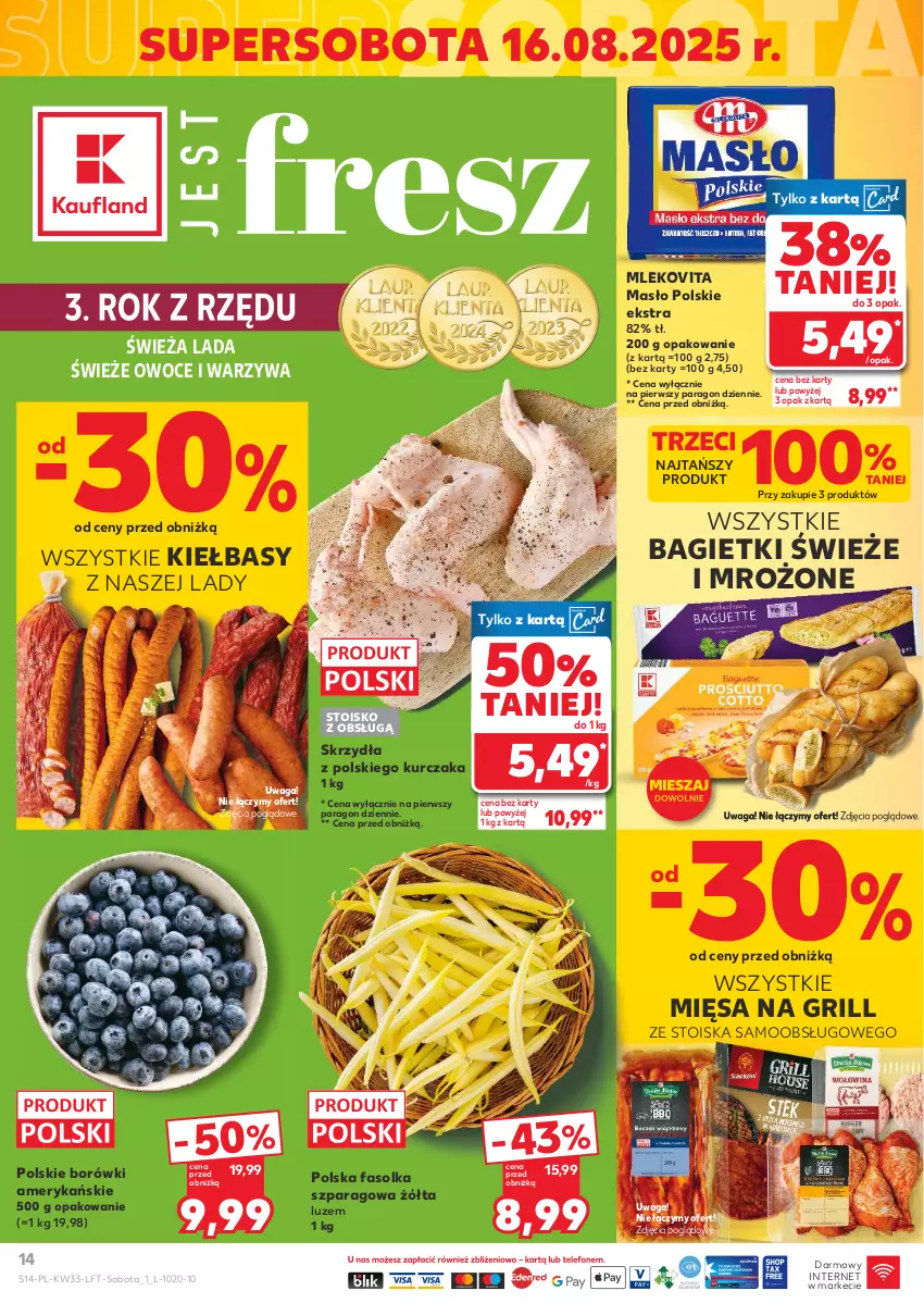 Gazetka promocyjna Kaufland - Gazetka tygodnia - ważna 13.08 do 20.08.2025 - strona 14 - produkty: Fa, Grill, Kurczak, Masło, Mleko, Mlekovita, Owoce, Waga, Warzywa