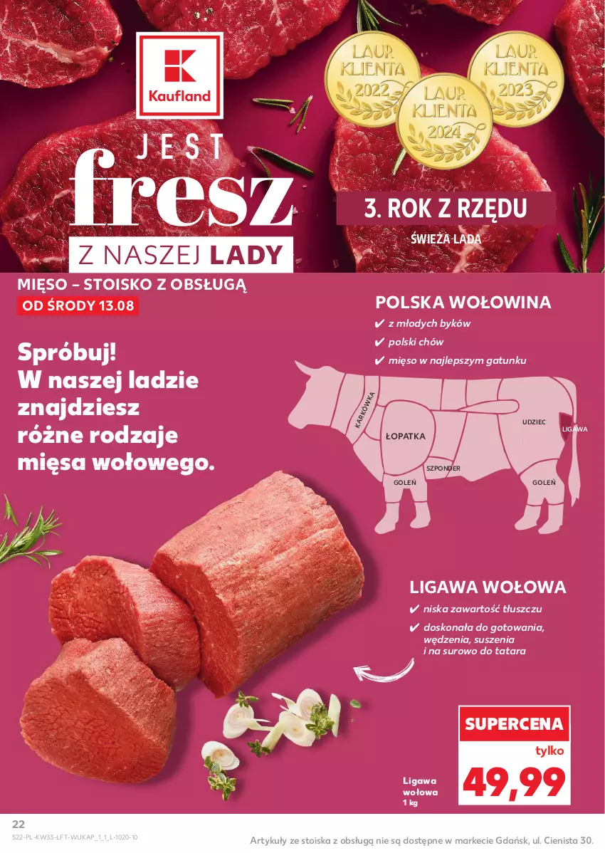 Gazetka promocyjna Kaufland - Gazetka tygodnia - ważna 13.08 do 20.08.2025 - strona 22 - produkty: Mięso, Wołowina