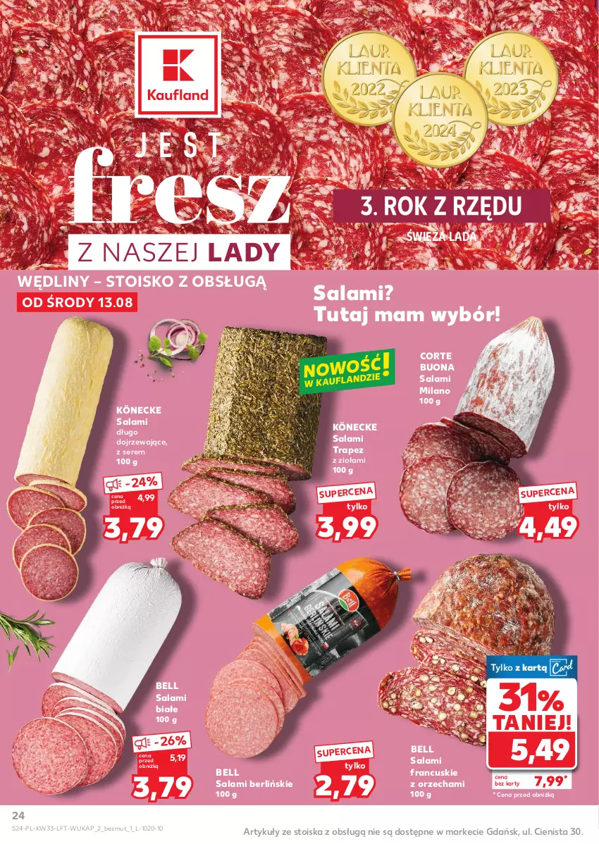 Gazetka promocyjna Kaufland - Gazetka tygodnia - ważna 13.08 do 20.08.2025 - strona 24 - produkty: Bell, Salami, Ser