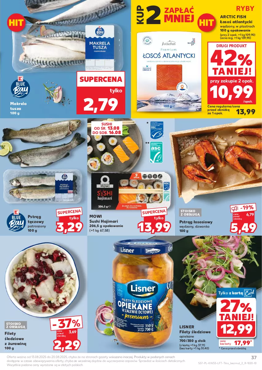 Gazetka promocyjna Kaufland - Gazetka tygodnia - ważna 13.08 do 20.08.2025 - strona 37 - produkty: Lisner, Pstrąg, Pstrąg łososiowy, Pstrąg tęczowy, Sos, Sushi, Tusz