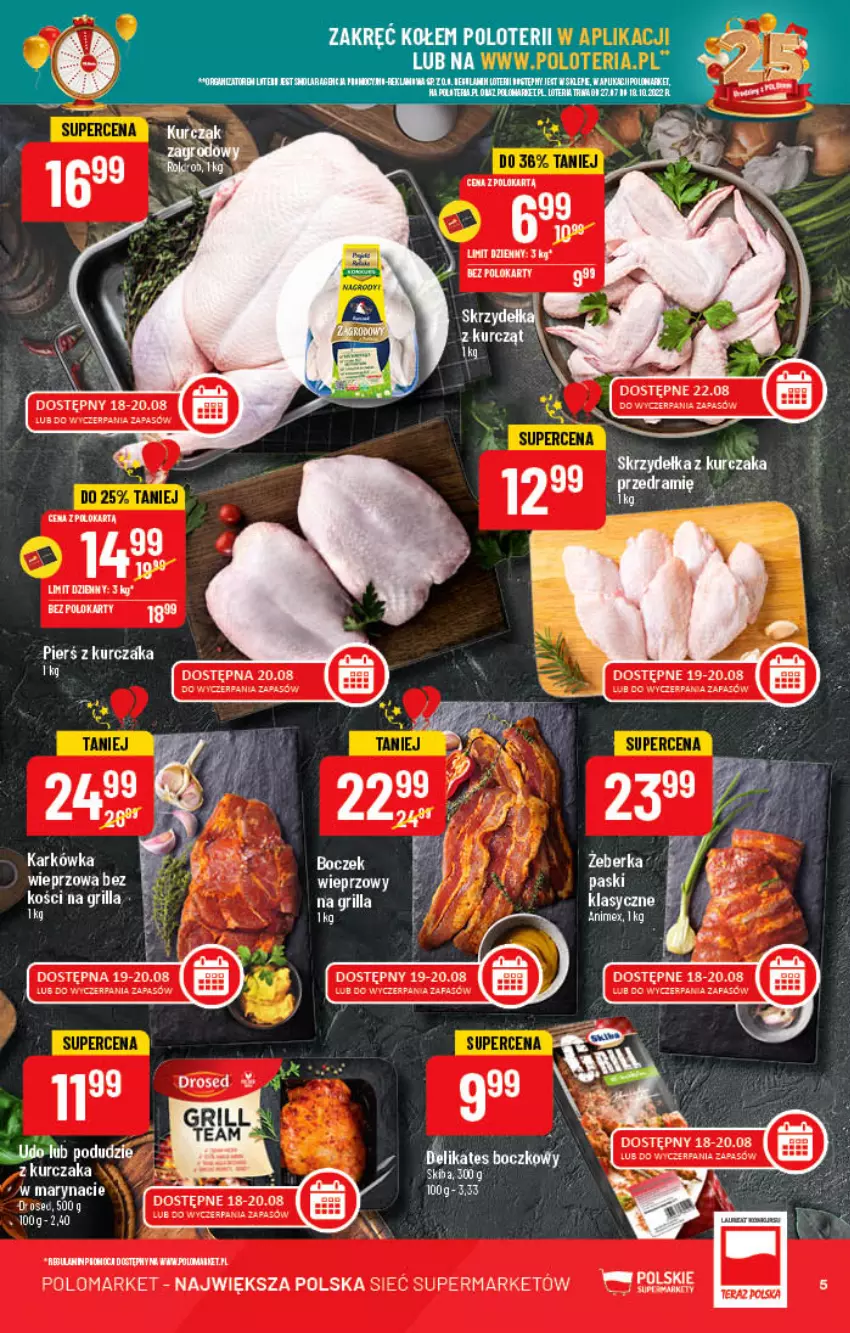 Gazetka promocyjna PoloMarket - Gazetka pomocyjna - ważna 17.08 do 23.08.2022 - strona 5 - produkty: Boczek, Grill, Kurczak, Skrzydełka z kurczaka