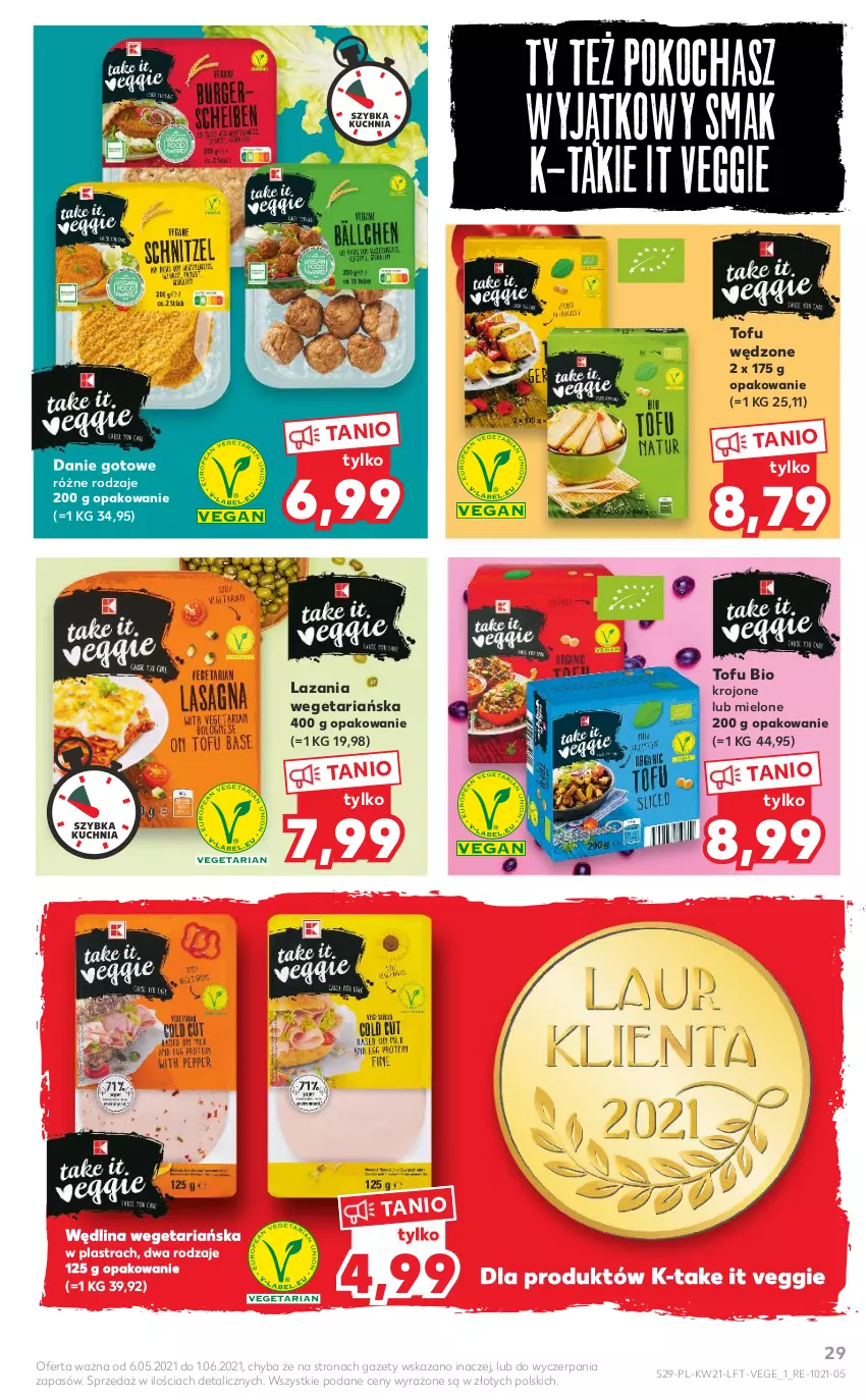 Gazetka promocyjna Kaufland - OFERTA TYGODNIA - ważna 27.05 do 01.06.2021 - strona 29 - produkty: Danie gotowe, Koc, Tofu, Wędlina