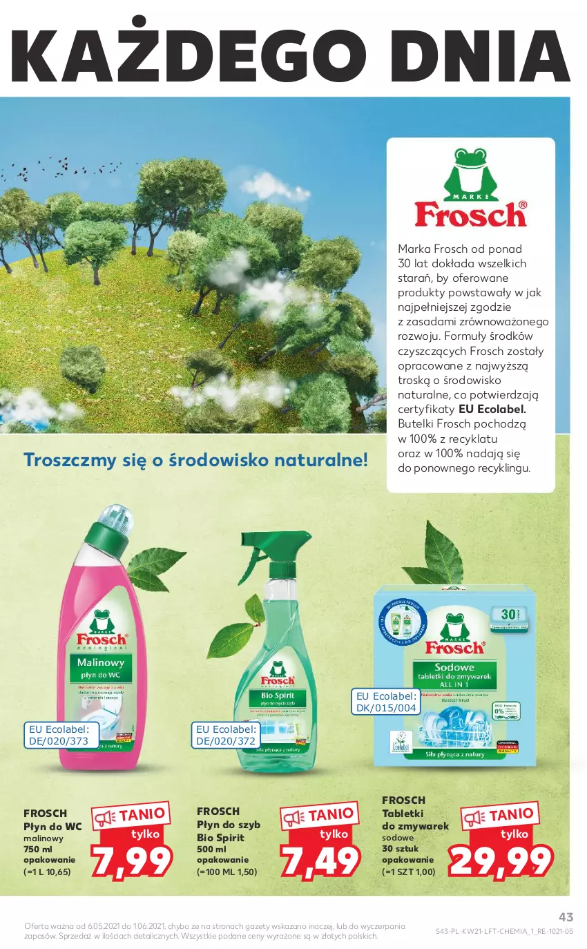 Gazetka promocyjna Kaufland - OFERTA TYGODNIA - ważna 27.05 do 01.06.2021 - strona 43 - produkty: Frosch, Płyn do szyb, Płyn do wc, Tablet