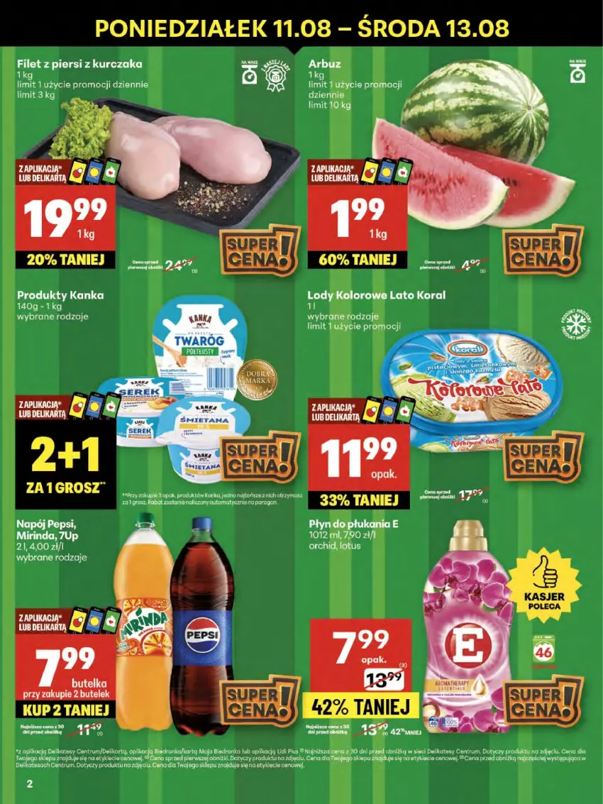Gazetka promocyjna Delikatesy Centrum - Franczyza DC32 Czwartek - ważna 07.08 do 13.08.2025 - strona 2 - produkty: Kurczak, Lody, Napój, Pepsi, Rum