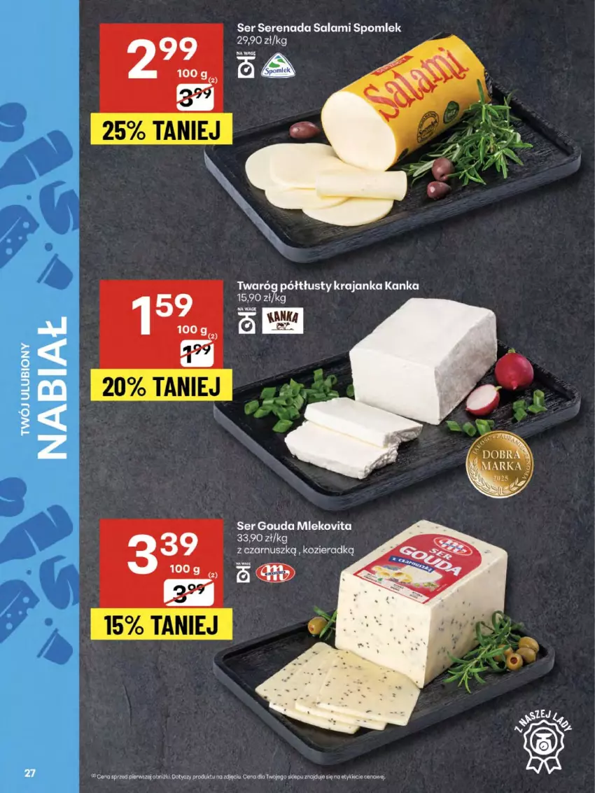 Gazetka promocyjna Delikatesy Centrum - Franczyza DC32 Czwartek - ważna 07.08 do 13.08.2025 - strona 27 - produkty: Gouda, Mleko, Mlekovita, Salami, Ser, Twaróg, Twaróg półtłusty, Vita C