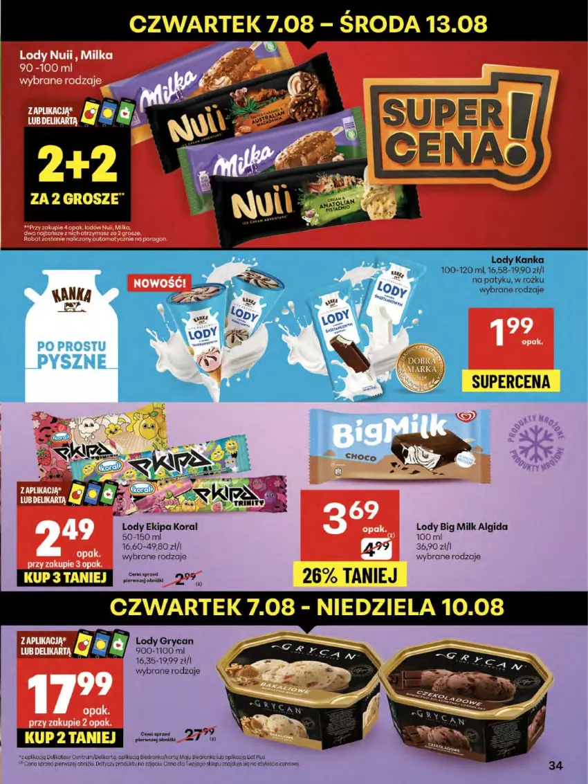 Gazetka promocyjna Delikatesy Centrum - Franczyza DC32 Czwartek - ważna 07.08 do 13.08.2025 - strona 34 - produkty: Algida, Big Milk, Gry, Koc, LG, Lody, Rum