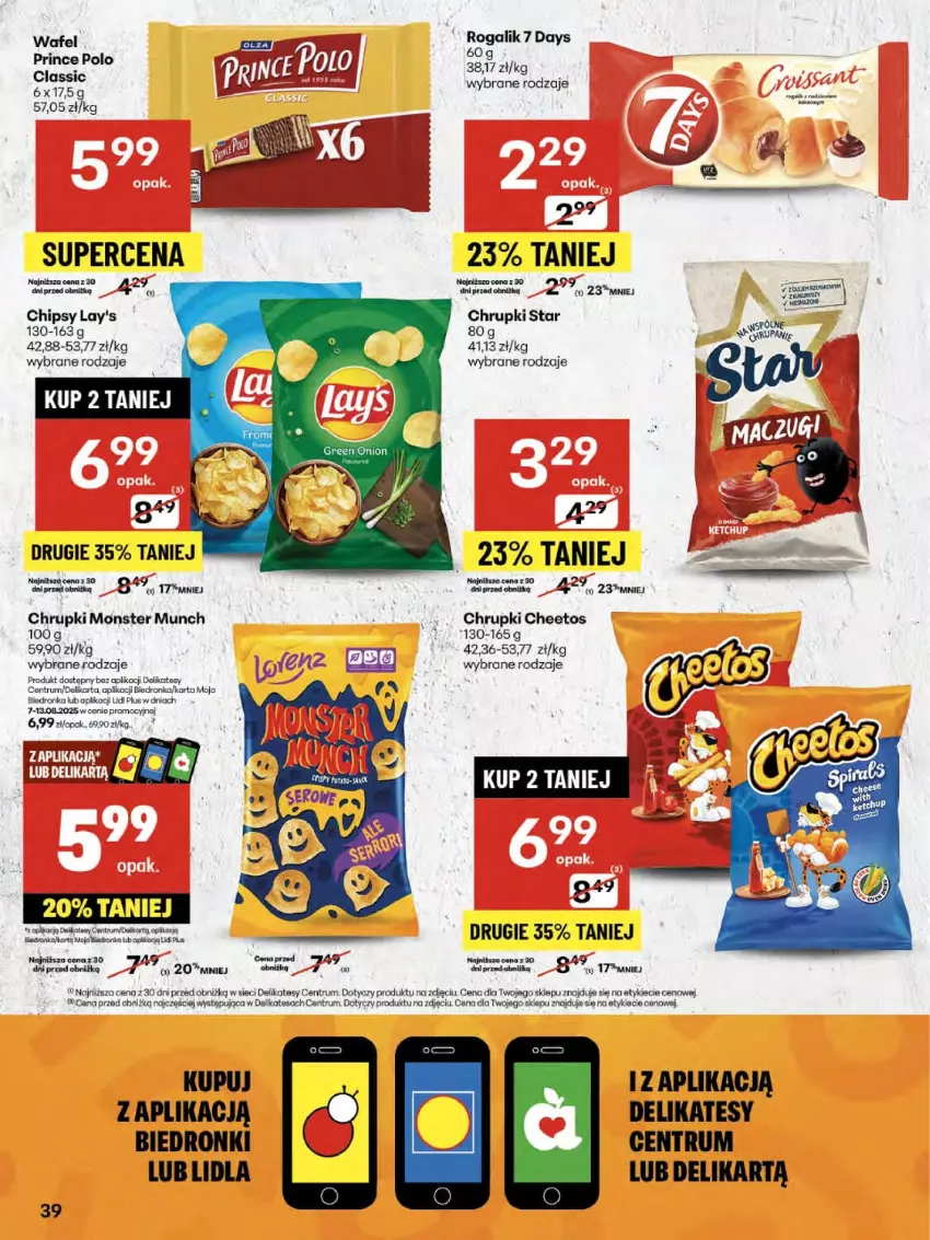 Gazetka promocyjna Delikatesy Centrum - Franczyza DC32 Czwartek - ważna 07.08 do 13.08.2025 - strona 39 - produkty: 7 Days, Cheetos, Chipsy, Chrupki, Dell, Koc, Monster Munch, Prince Polo, Rogal, Rum