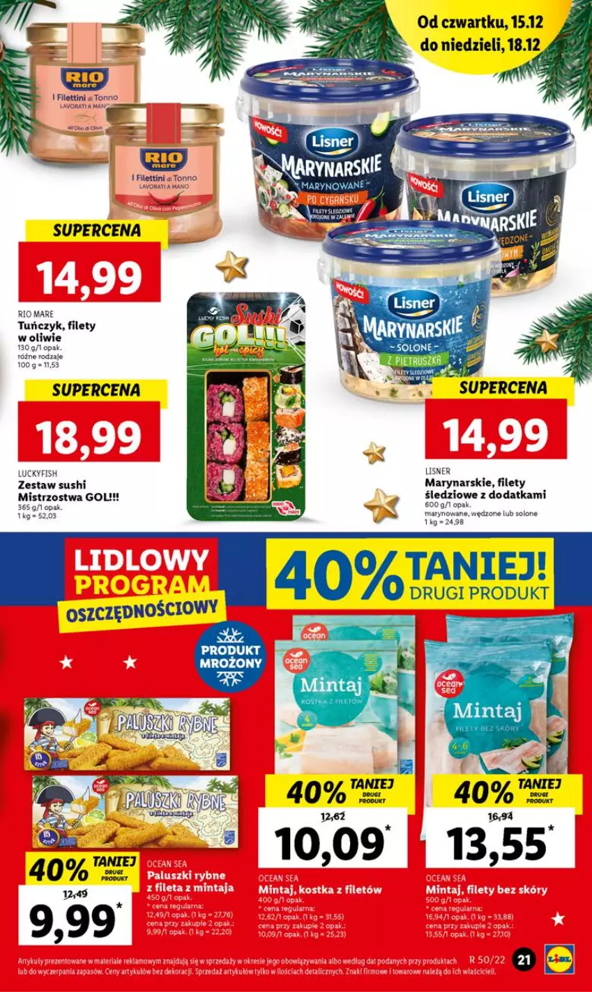 Gazetka promocyjna Lidl - GAZETKA - ważna 15.12 do 18.12.2022 - strona 25 - produkty: Lisner, Rio Mare, Sushi, Tuńczyk