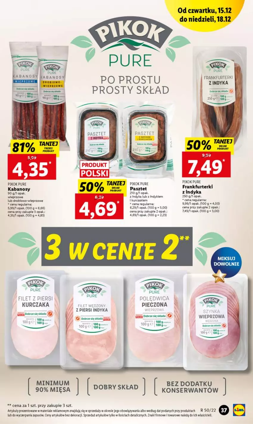 Gazetka promocyjna Lidl - GAZETKA - ważna 15.12 do 18.12.2022 - strona 43 - produkty: Frankfurterki, Kabanos, Kurczak, Pasztet, Piec, PIKOK, Polędwica, Por, Pur, Ser, Szynka