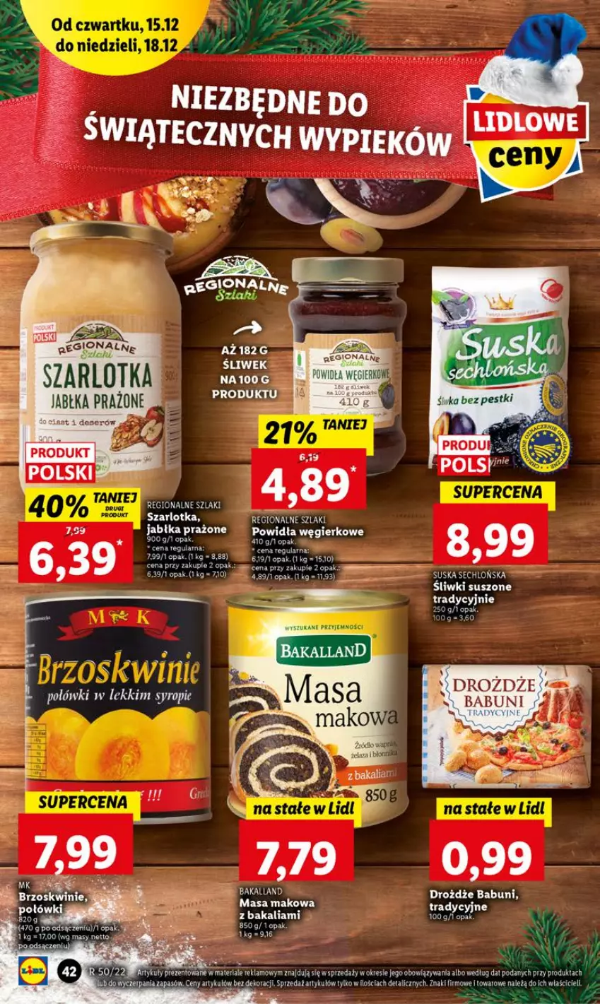 Gazetka promocyjna Lidl - GAZETKA - ważna 15.12 do 18.12.2022 - strona 48 - produkty: Babuni, Drożdże, Jabłka, Jabłka prażone, Szarlotka