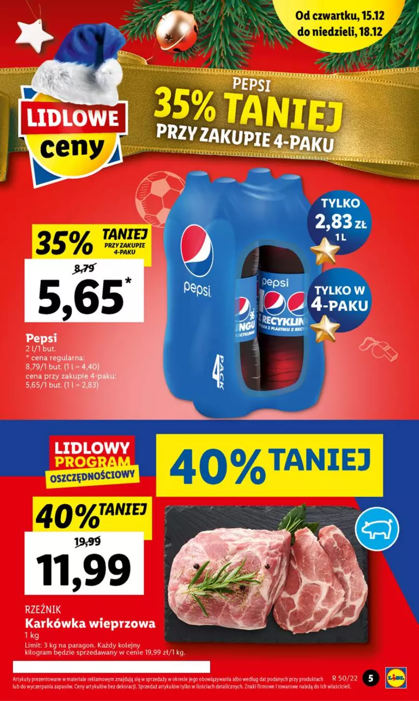Gazetka promocyjna Lidl - GAZETKA - ważna 15.12 do 18.12.2022 - strona 5 - produkty: Gra, Karkówka wieprzowa, Olej, Pepsi
