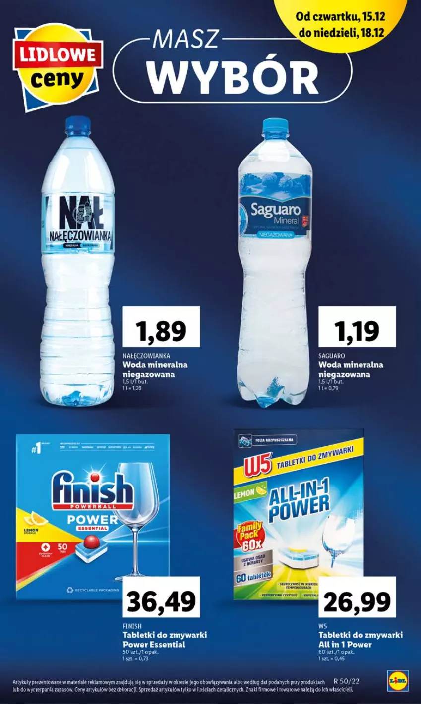 Gazetka promocyjna Lidl - GAZETKA - ważna 15.12 do 18.12.2022 - strona 9 - produkty: Finish, Nałęczowianka, Tablet, Tabletki do zmywarki, Woda, Woda mineralna, Zmywarki