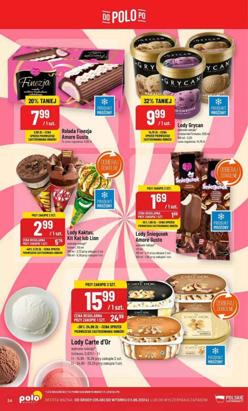 Gazetka promocyjna PoloMarket - ważna 05.06 do 11.06.2024 - strona 28 - produkty: Carte d'Or, Gala, Gry, Kaktus, Kit Kat, Lion, Lody, Rolada