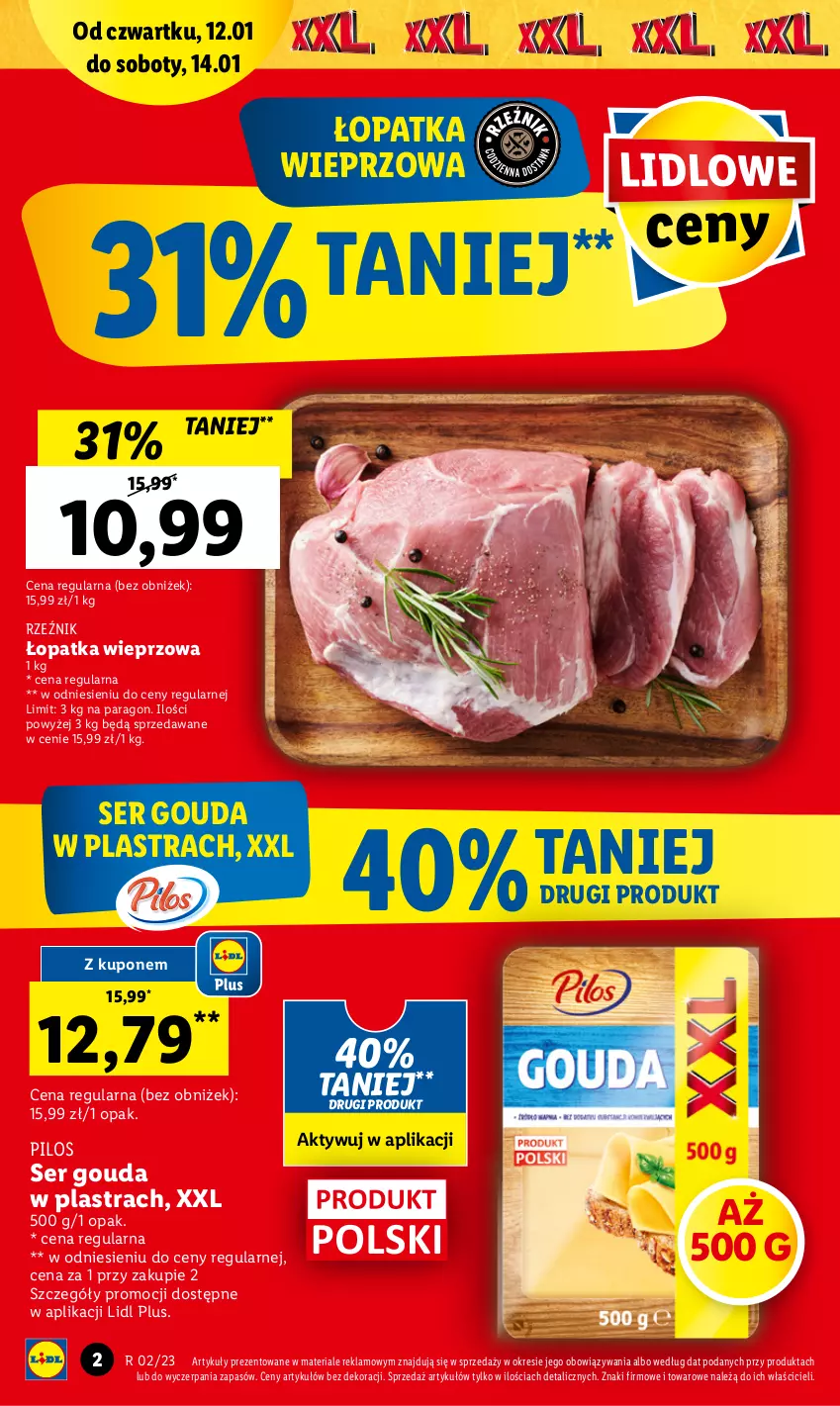 Gazetka promocyjna Lidl - GAZETKA - ważna 12.01 do 14.01.2023 - strona 2 - produkty: Gouda, Pilos, Ser