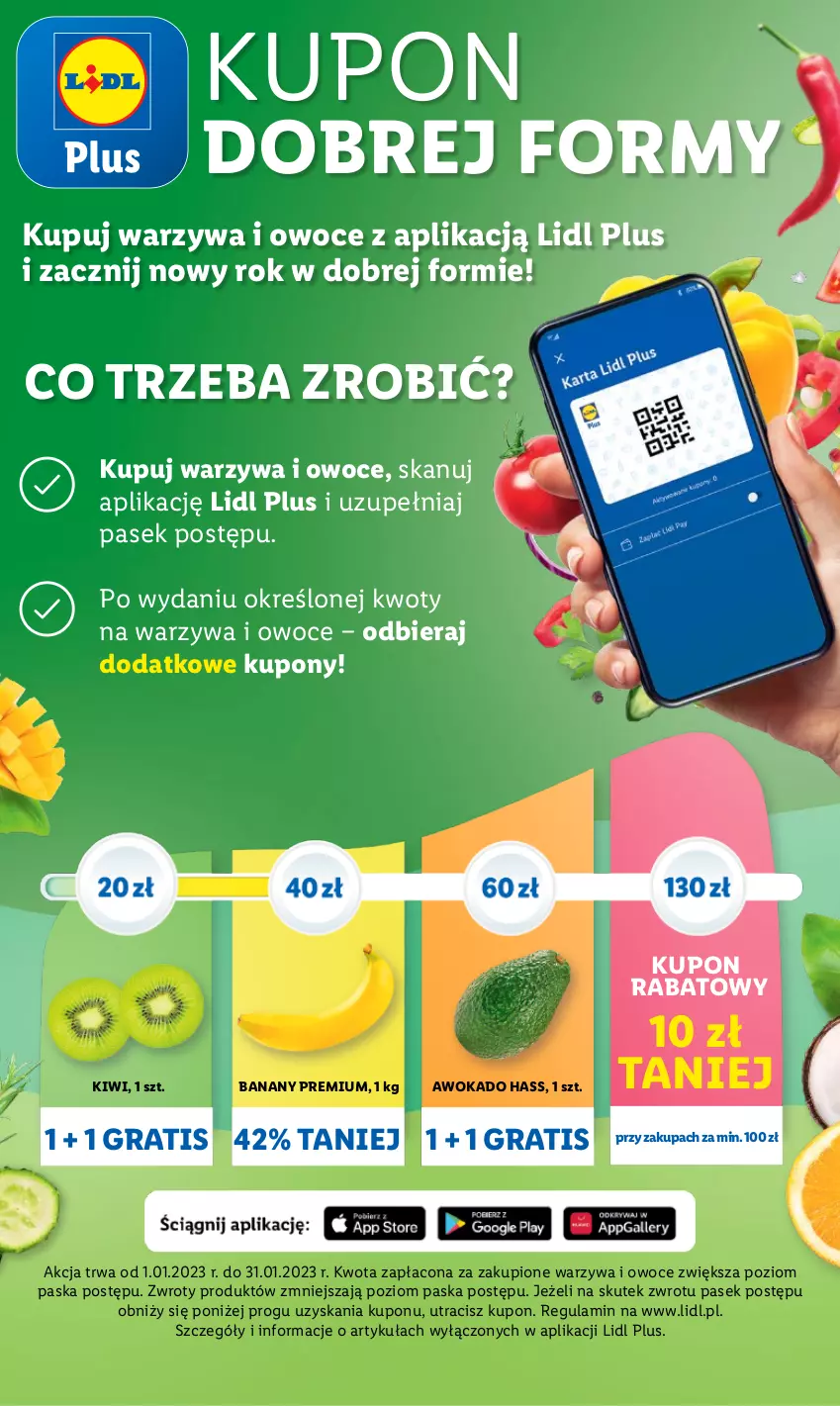 Gazetka promocyjna Lidl - GAZETKA - ważna 12.01 do 14.01.2023 - strona 20 - produkty: Banany, Gra, Kiwi, Owoce, Pasek, Warzywa, Warzywa i owoce