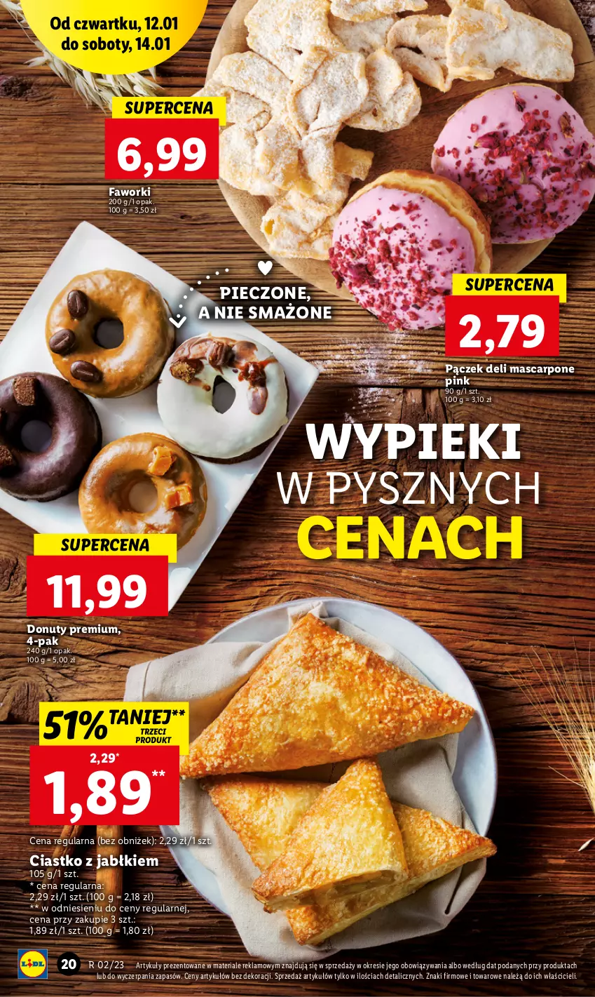 Gazetka promocyjna Lidl - GAZETKA - ważna 12.01 do 14.01.2023 - strona 22 - produkty: Donut, Fa, Faworki, Mascarpone, Nuty, Pączek, Piec