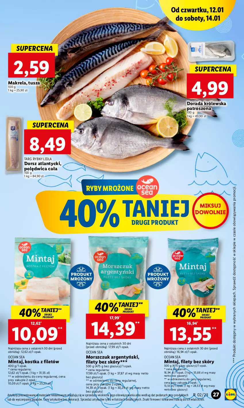 Gazetka promocyjna Lidl - GAZETKA - ważna 12.01 do 14.01.2023 - strona 29 - produkty: Dorsz, Lazur, Mintaj, Polędwica, Tusz