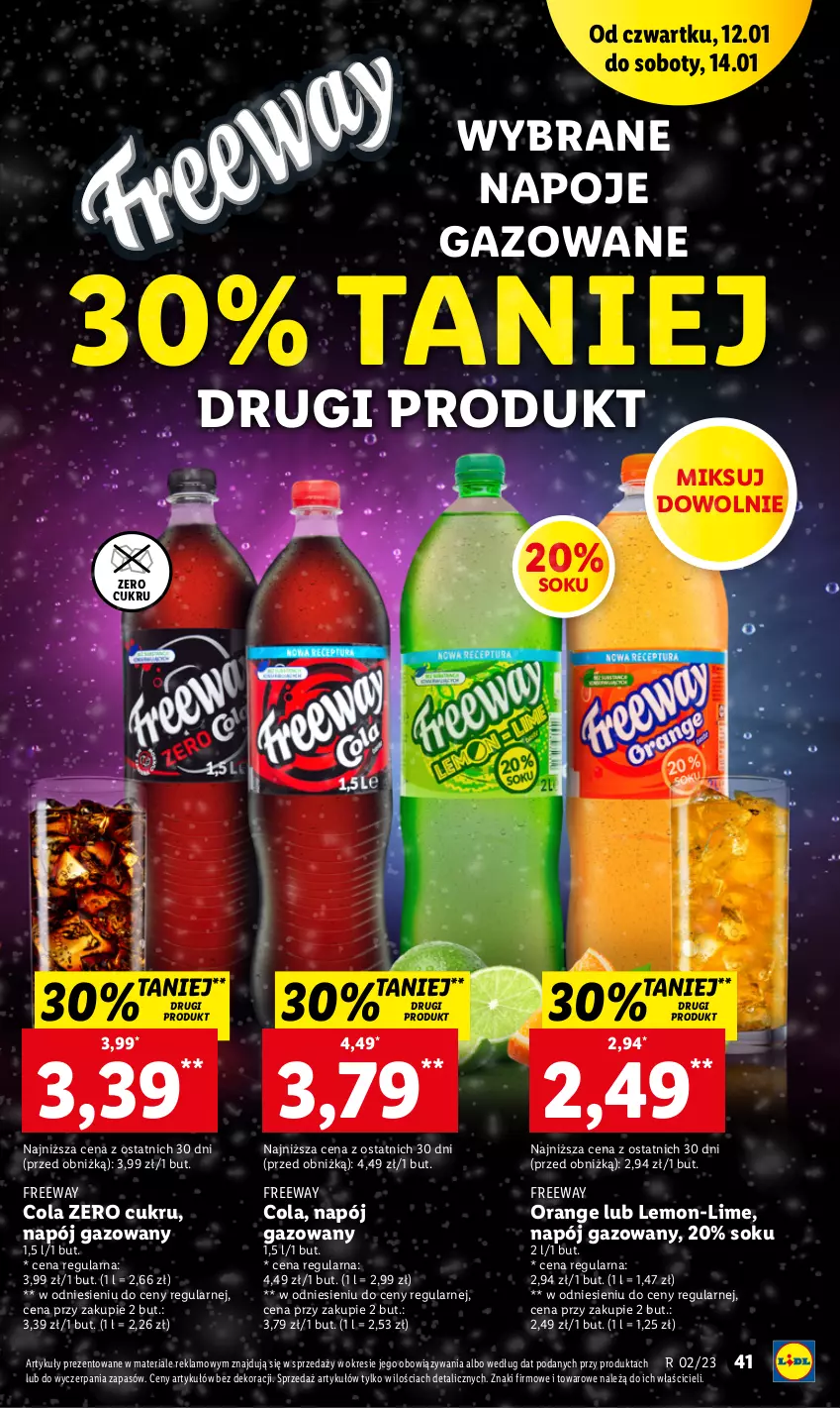 Gazetka promocyjna Lidl - GAZETKA - ważna 12.01 do 14.01.2023 - strona 43 - produkty: Napój, Napój gazowany, Napoje, Sok