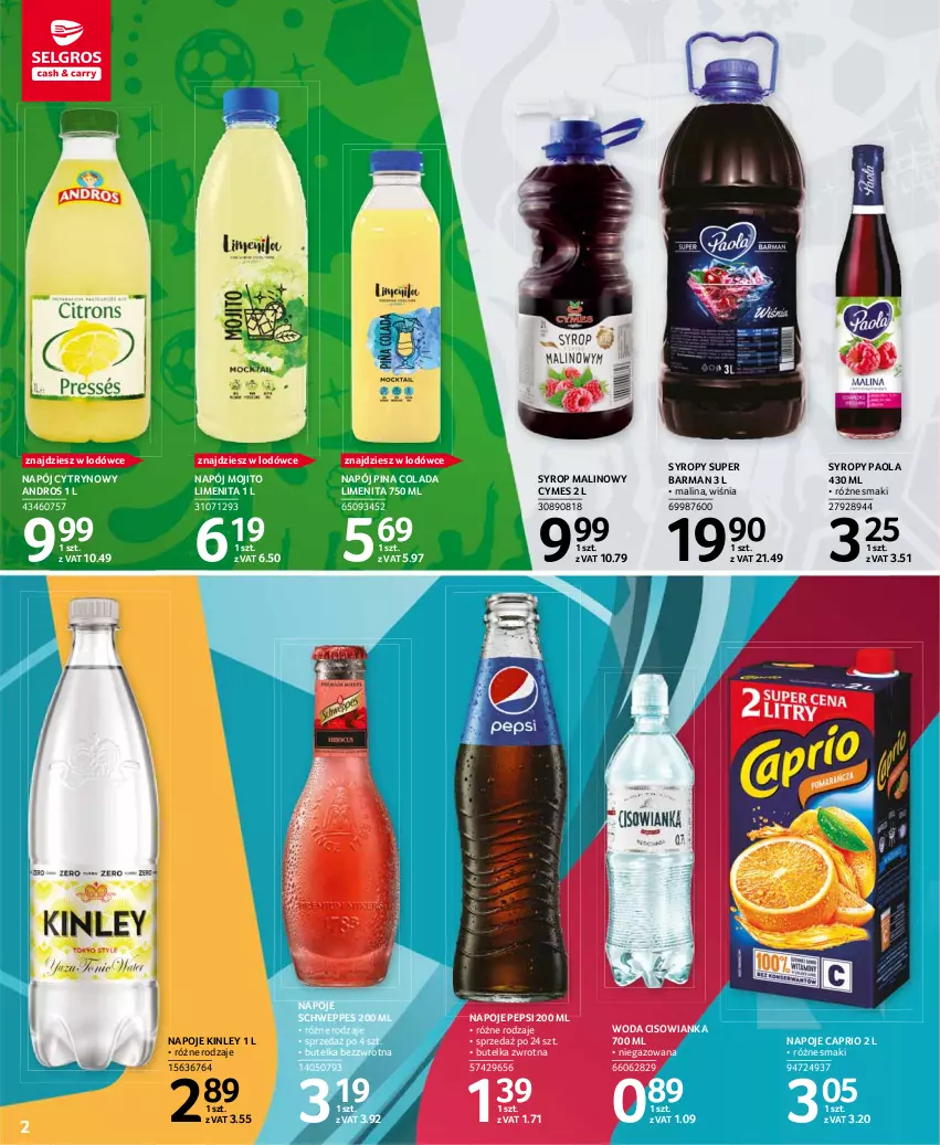 Gazetka promocyjna Selgros - Katalog Euro - ważna 13.05 do 31.05.2021 - strona 2 - produkty: Cisowianka, Napój, Napoje, Paola, Pepsi, Schweppes, Syrop, Syropy, Woda