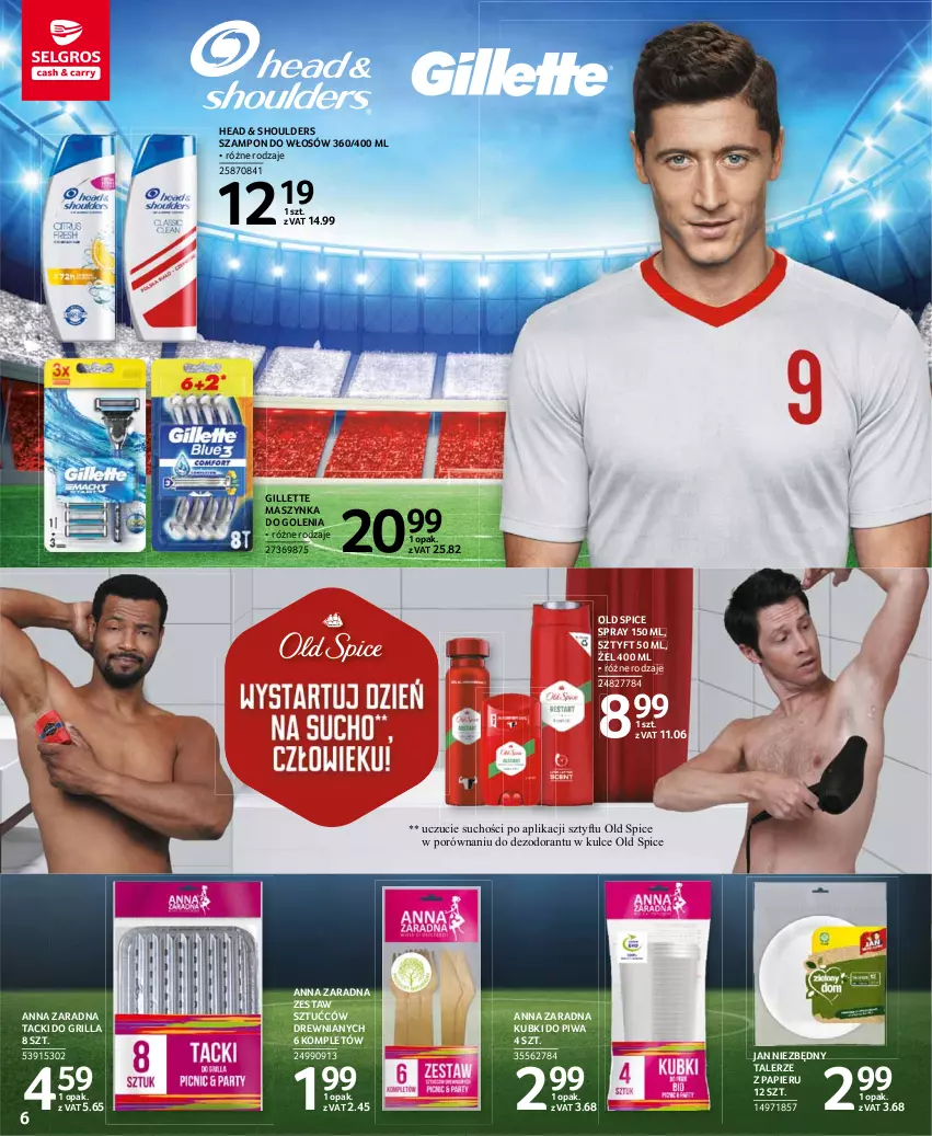 Gazetka promocyjna Selgros - Katalog Euro - ważna 13.05 do 31.05.2021 - strona 6 - produkty: Dezodorant, Gillette, Grill, Jan Niezbędny, Maszynka, Old Spice, Papier, Piwa, Por, Szampon, Szynka, Talerz, Zestaw sztućców