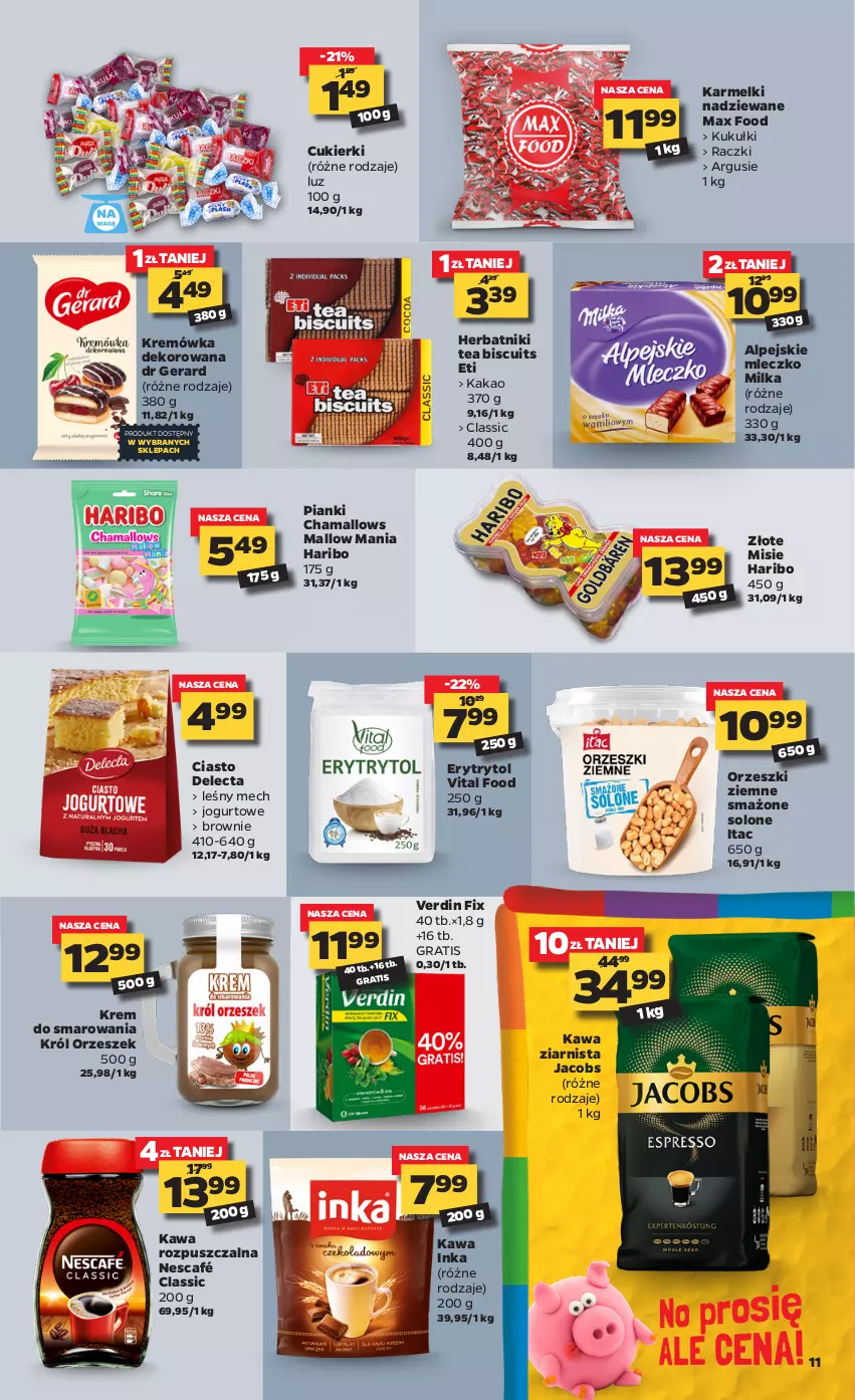 Gazetka promocyjna Netto - Gazetka spożywcza - ważna 26.04 do 30.04.2021 - strona 11 - produkty: Brownie, Cukier, Cukierki, Delecta, Dr Gerard, Gra, Hama, Haribo, Herbatniki, Inka, Jacobs, Jogurt, Kakao, Kawa, Kawa rozpuszczalna, Kawa ziarnista, Kremówka, Milka, Mleczko, Nescafé, O nas, Orzeszki, Orzeszki ziemne