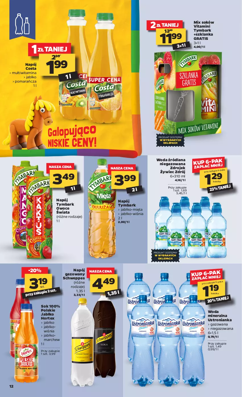 Gazetka promocyjna Netto - Gazetka spożywcza - ważna 26.04 do 30.04.2021 - strona 12 - produkty: Gra, Hortex, LANA, Mięta, Napój, Napój gazowany, Owoce, Schweppes, Sok, Szklanka, Tymbark, Woda, Woda mineralna