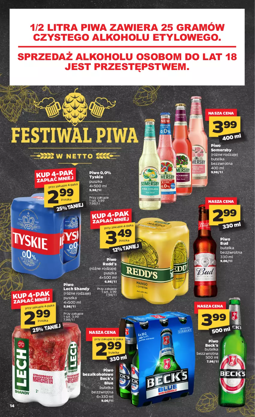 Gazetka promocyjna Netto - Gazetka spożywcza - ważna 26.04 do 30.04.2021 - strona 14 - produkty: Gra, Piwa, Piwo, Redd's, Somersby, Tyskie