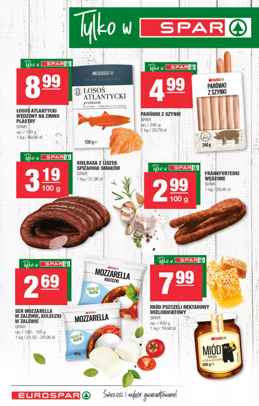 Gazetka promocyjna Spar - ważna 02.11 do 12.11.2021 - strona 14 - produkty: Frankfurterki, Kiełbasa, Miód, Nektar, Parówki, Sałat