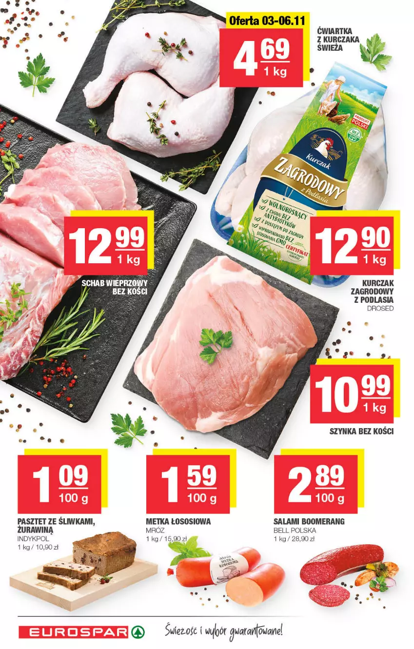 Gazetka promocyjna Spar - ważna 02.11 do 12.11.2021 - strona 8 - produkty: Bell, Kurczak, Pasztet, Salami, Sos, Szynka