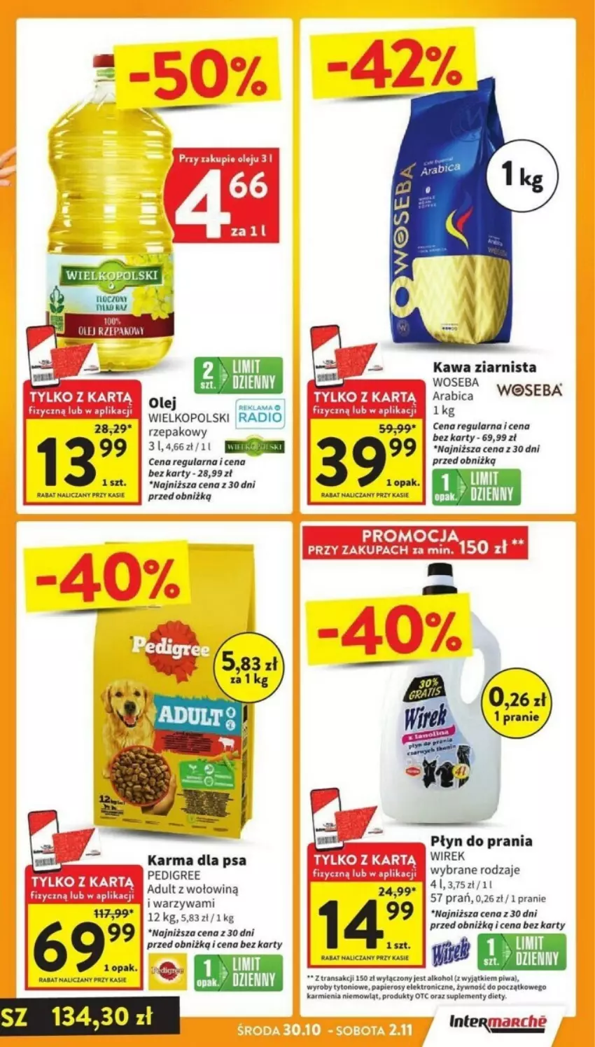 Gazetka promocyjna Intermarche - ważna 30.10 do 06.11.2024 - strona 9 - produkty: BIC, Karmi, Kawa, Kawa ziarnista, Olej, Papier, Pedigree, Piwa, Płyn do prania, Tran, Warzywa, Woseba