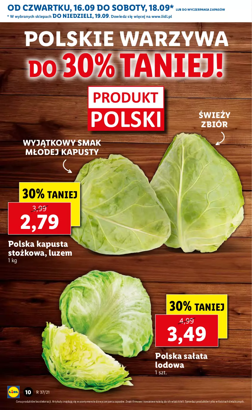 Gazetka promocyjna Lidl - GAZETKA - ważna 16.09 do 19.09.2021 - strona 10 - produkty: Sałat, Sałata lodowa, Warzywa