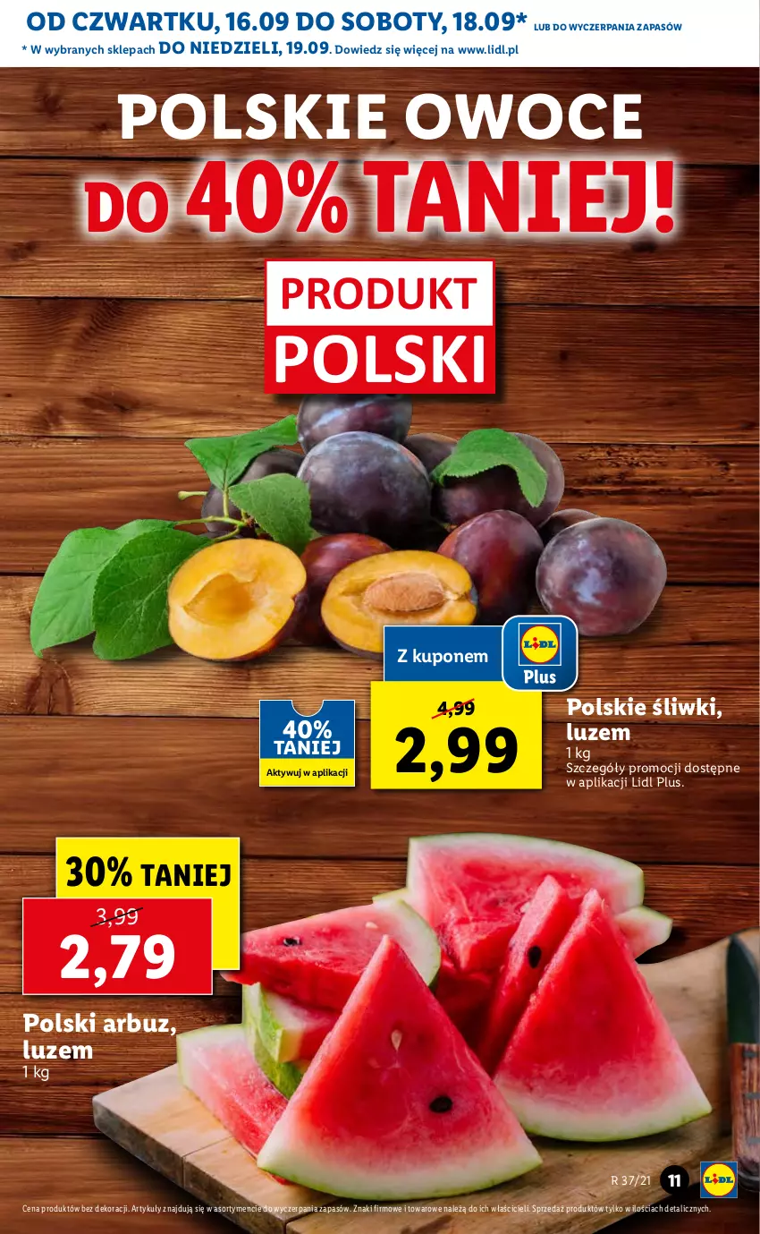 Gazetka promocyjna Lidl - GAZETKA - ważna 16.09 do 19.09.2021 - strona 11 - produkty: Arbuz, Owoce