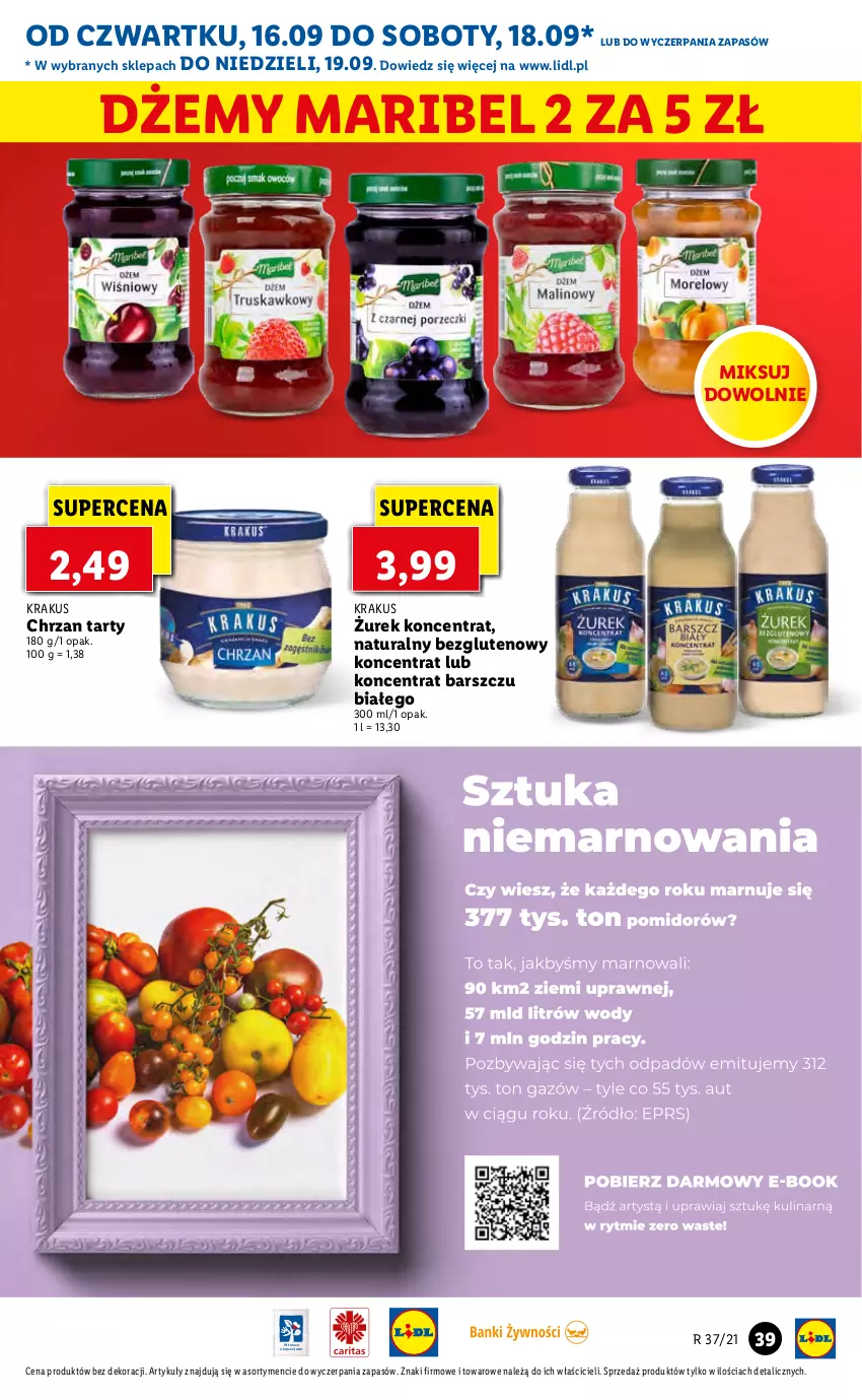 Gazetka promocyjna Lidl - GAZETKA - ważna 16.09 do 19.09.2021 - strona 39 - produkty: Chrzan, Dżem, Krakus