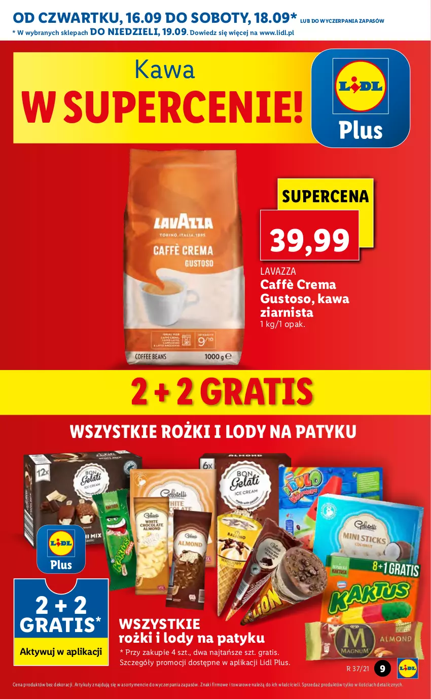 Gazetka promocyjna Lidl - GAZETKA - ważna 16.09 do 19.09.2021 - strona 9 - produkty: Gra, Kawa, Kawa ziarnista, Lavazza, Lody