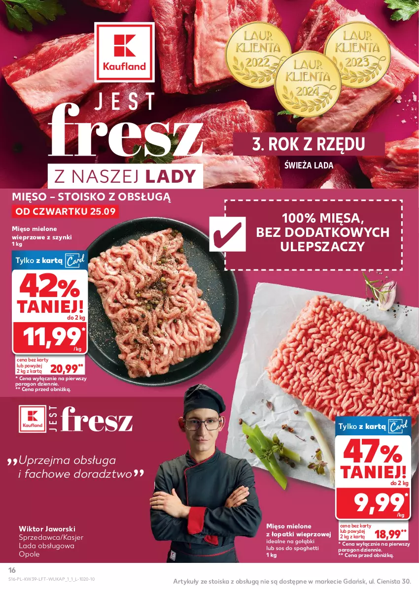 Gazetka promocyjna Kaufland - Gazetka tygodnia - ważna 25.09 do 01.10.2025 - strona 16 - produkty: Fa, Mięso, Mięso mielone, Mięso mielone z łopatki wieprzowej, Sos, Spaghetti