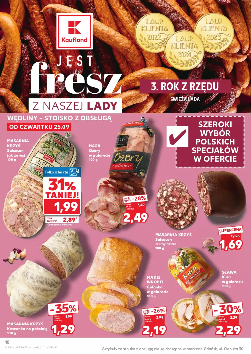 Gazetka promocyjna Kaufland - Gazetka tygodnia - ważna 25.09 do 01.10.2025 - strona 18 - produkty: Gala, Kasza, Kaszanka, Madej Wróbel, Salceson