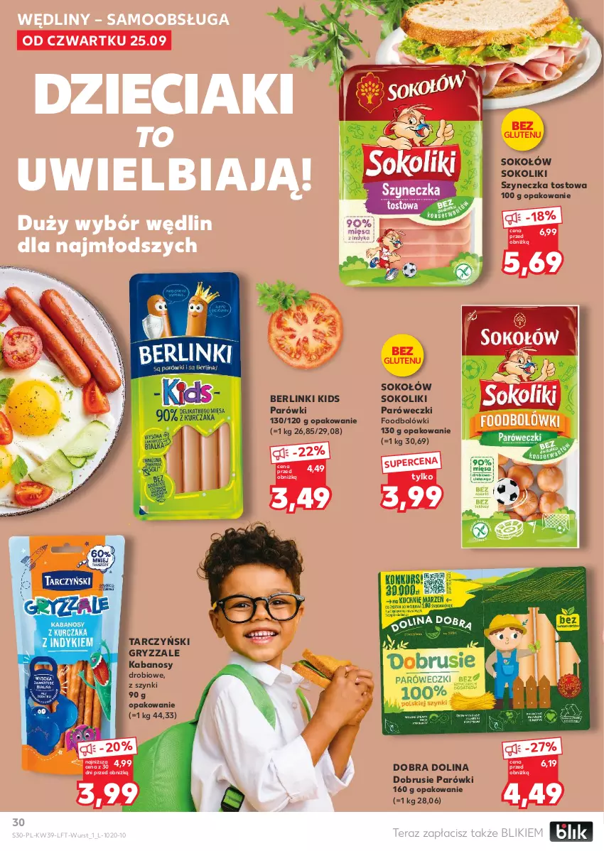 Gazetka promocyjna Kaufland - Gazetka tygodnia - ważna 25.09 do 01.10.2025 - strona 30 - produkty: Berlinki, Dzieci, Gry, Kabanos, Obrus, Parówki, Sok, Sokołów, Tarczyński, Tera