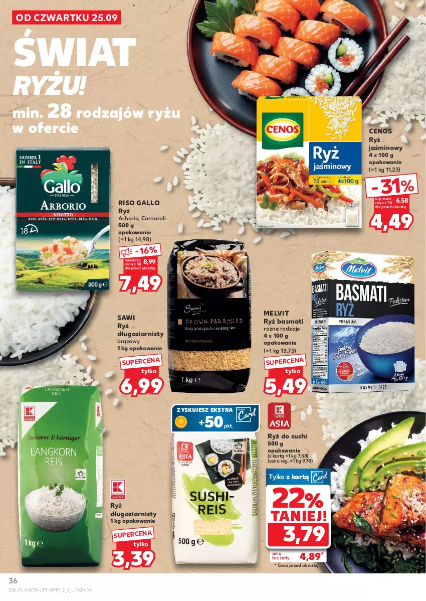 Gazetka promocyjna Kaufland - Gazetka tygodnia - ważna 25.09 do 01.10.2025 - strona 36 - produkty: Cenos, Melvit, Ryż, Ryż basmati, Ryż do sushi, Sushi