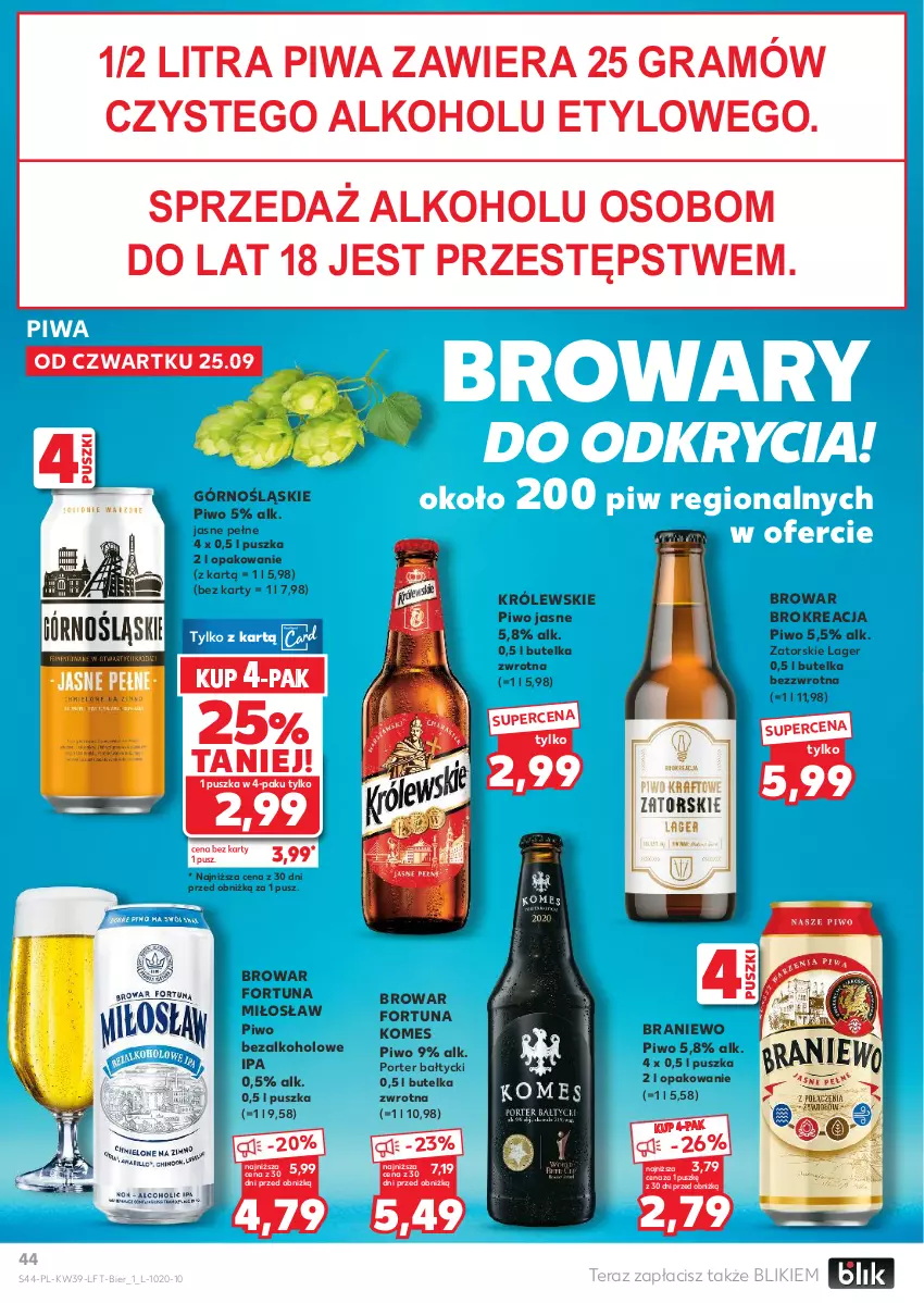 Gazetka promocyjna Kaufland - Gazetka tygodnia - ważna 25.09 do 01.10.2025 - strona 44 - produkty: Fortuna, Gra, Królewski, Piwa, Piwo, Piwo jasne, Por, Tera